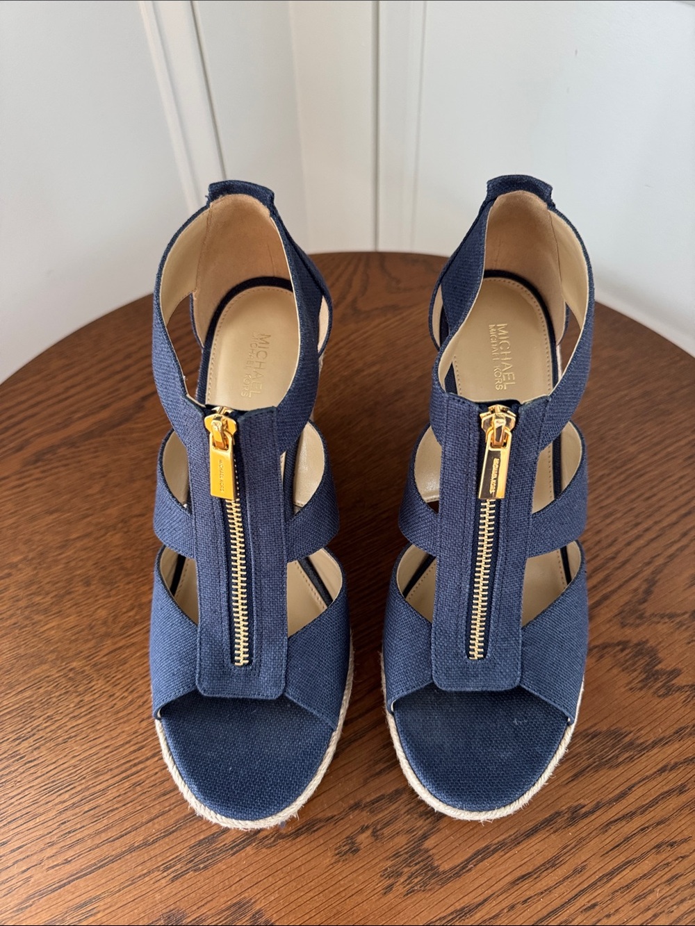 MICHAEL Michael Kors Navy Espadrille Wedge Sandals - Picture 2 of 6